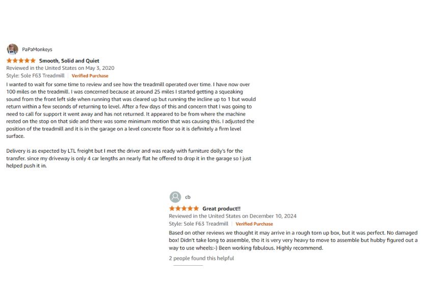 Customer Reviews Sole F63 Treadmill